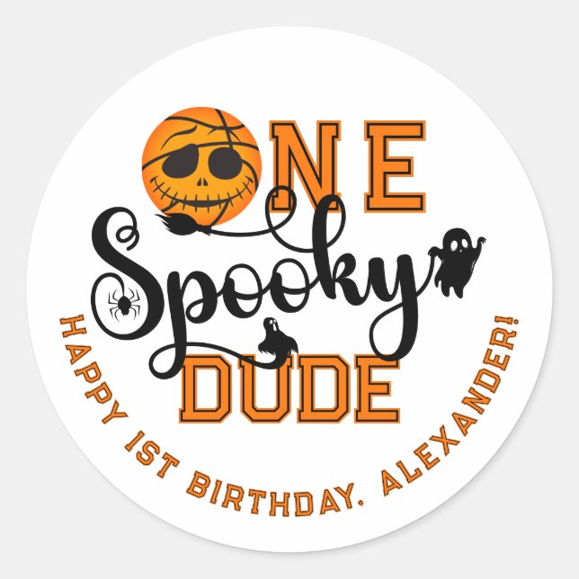 Sticker Rond Un Anniversaire de enfant Éffrayant de basket-ball (Devant)