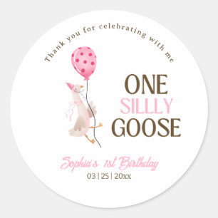 Sticker Rond Un anniversaire d'oie sotte, fille 1er anniversair
