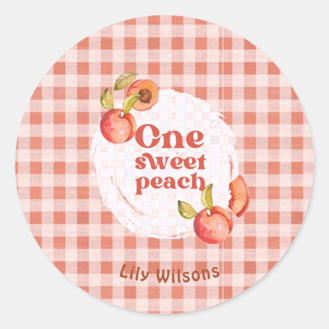 Sticker Rond Un anniversaire Peach doux 1ère année Rustique Gin (Devant)