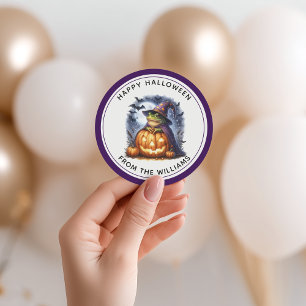 Sticker Rond Un assistant de grenouille Joyeux Halloween Party