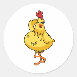 Sticker Rond Un autre poulet très stupide