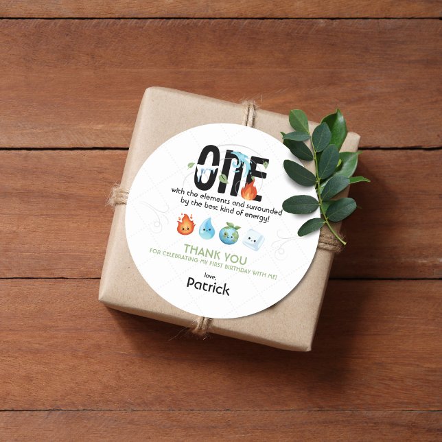 Sticker Rond Un avec les éléments premier anniversaire (Créateur téléchargé)