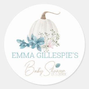 Sticker Rond Un Baby shower Automne Un Peu Citrouille