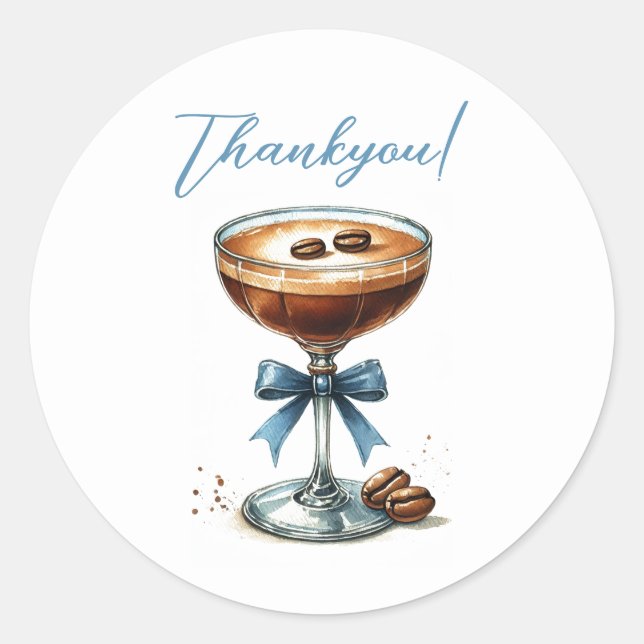 Sticker Rond Un Baby shower bleu Tini One Martini (Devant)