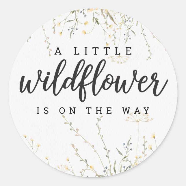 Sticker Rond Un Baby shower D'Aquarelle Jaune Un Peu Fleur sauv (Devant)