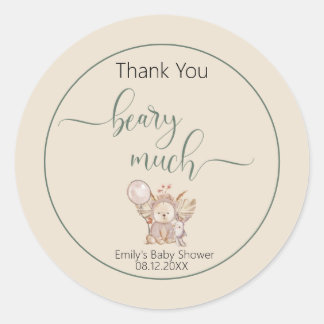 Sticker Rond Un Baby shower d'attente neutre pour les femmes