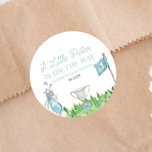 Sticker Rond Un Baby shower De Golf Un Peu Bleu