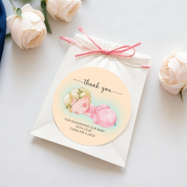Sticker Rond Un Baby shower de petite fille doux (Créateur téléchargé)