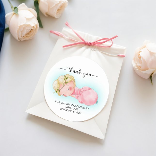 Sticker Rond Un Baby shower de petite fille doux (Créateur téléchargé)
