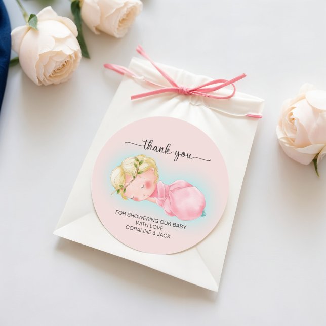 Sticker Rond Un Baby shower de petite fille doux (Créateur téléchargé)