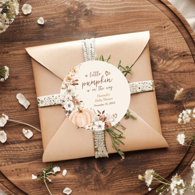 Sticker Rond Un Baby shower Floral Un Peu Citrouille (Créateur téléchargé)
