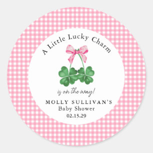 Sticker Rond Un Baby shower Shamrock Un Peu Chanceux
