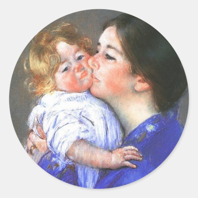 Sticker Rond Un Baiser Pour Baby Anne, Mary Cassatt (Devant)