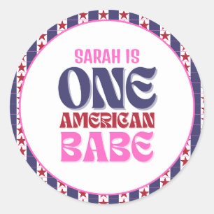 Sticker Rond Un bébé américain 4 juillet 1er anniversaire Class