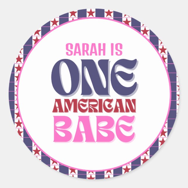 Sticker Rond Un bébé américain 4 juillet 1er anniversaire Class (Devant)
