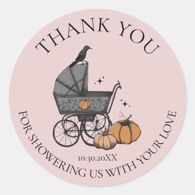Sticker Rond Un bébé brasse du Merci de Baby shower d'automne (Devant)