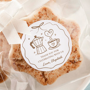 Sticker Rond Un Bébé brasse du Merci de café