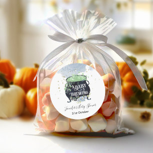 Sticker Rond un bébé brasse le Baby shower d'Halloween bleu