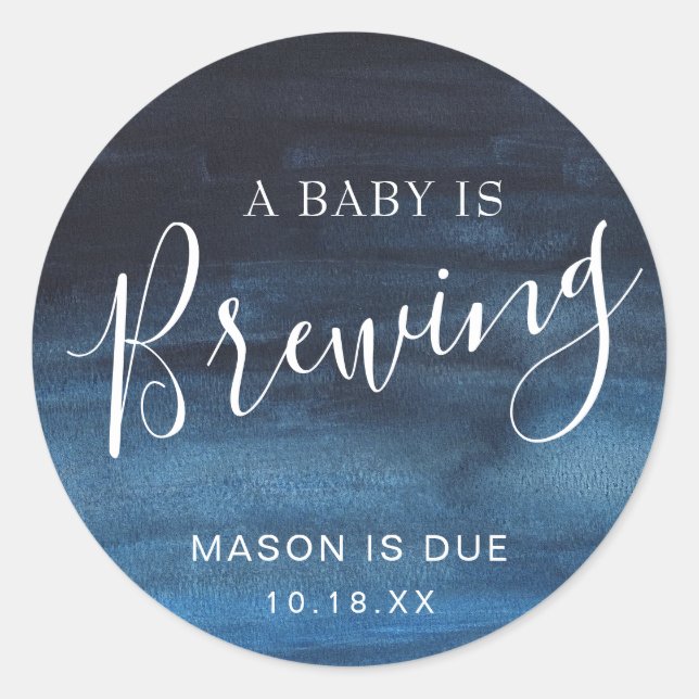 Sticker Rond Un bébé brasse Marine Blue Boy Baby shower Favoris (Devant)