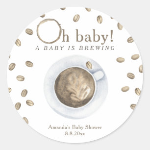 Sticker Rond Un bébé couve Café Baby shower