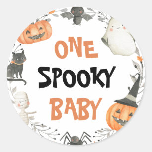 Sticker Rond Un bébé Éffrayant mignon Halloween Fantôme Anniver