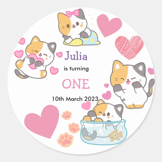 Sticker Rond un bébé enfant enfant anniversaire (Devant)