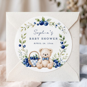 Sticker Rond Un bébé mignon personnalisé avec une myrtille douc