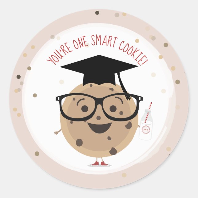 Sticker Rond Un biscuit intelligent et le lait enfants salle de (Devant)