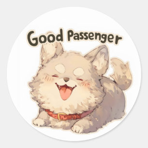 Sticker Rond Un bon chien heureux pour passager