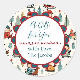Sticker Rond Un cadeau pour vous   Dormir Enfants Noël