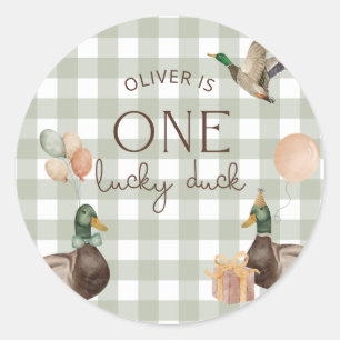 Sticker Rond Un Canard Chanceux 1er Anniversaire