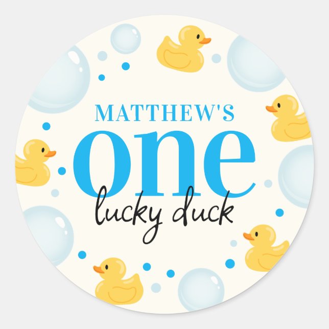 Sticker Rond Un Canard chanceux 1er anniversaire Favoriser (Devant)