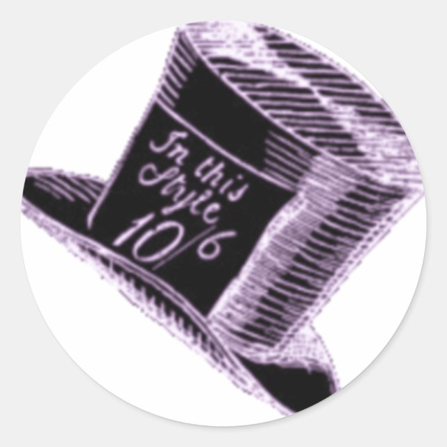 Sticker Rond Un Casquette de chapeau fou en noir avec une teint (Devant)