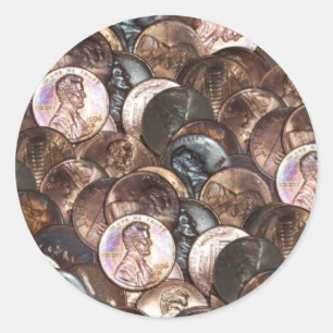 Sticker Rond Un centime, un centime, un Arrière - plan