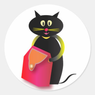 Sticker Rond Un chat impressionnant et son sac