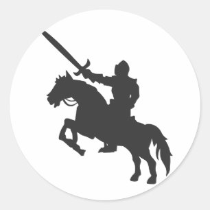 Sticker Rond Un chevalier à cheval - Choisir la couleur arriè