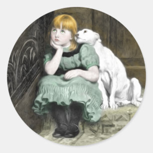 Sticker Rond Un chien qui adore la peinture victorienne