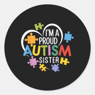 Sticker Rond Un Cœur de Puzzle de la Sensibilisation à l'Autism