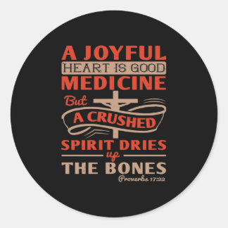 Sticker Rond Un Coeur Joyeux Est Une Bonne Médecine