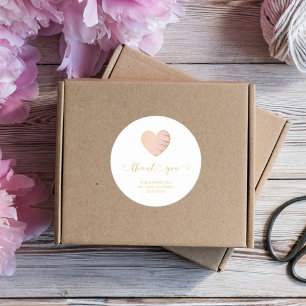 Sticker Rond Un coeur rose romantique grâce au soutien aux entr