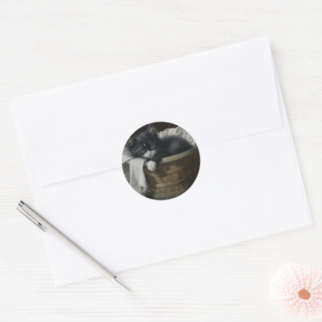 Sticker Rond Un Coin Cosy Kittens (Enveloppe)
