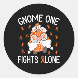 Sticker Rond Un combat seul Leucémie Sensibilisation Gnome Pun 