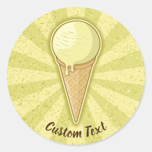 Sticker Rond Un cône de crème glacée à bille (Devant)