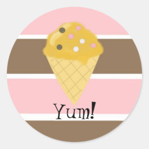 Sticker Rond Un cône de crème glacée sur une bande napolitaine