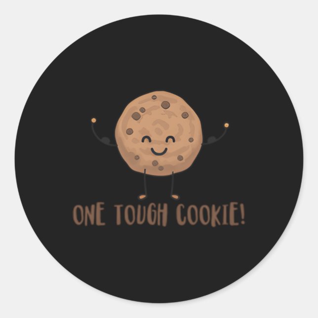 Sticker Rond Un Cookie Chocolate Cookie Avec Muscle (Devant)
