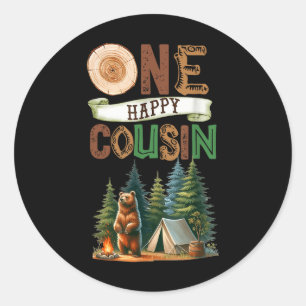 Sticker Rond Un cousin campeur heureux pour son premier anniver