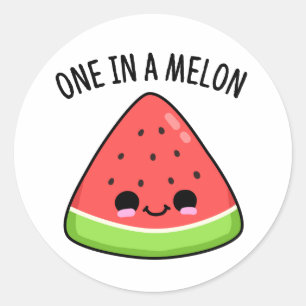 Sticker Rond Un Dans Un Melon Amusant Pun De Pastèque