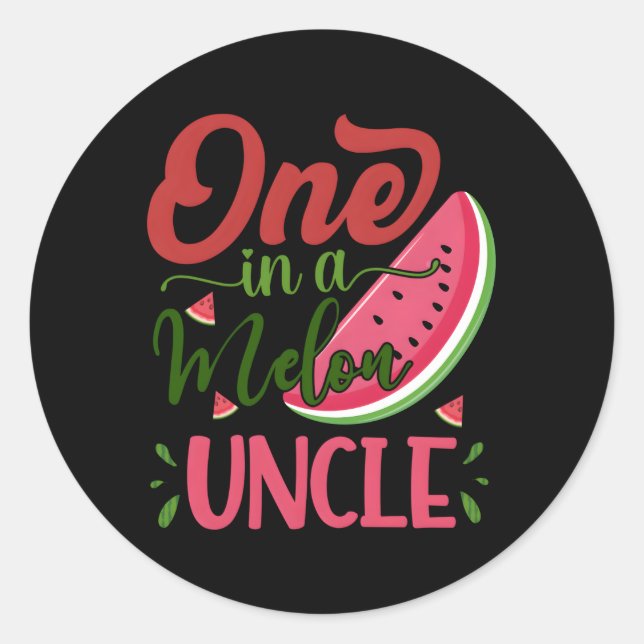 Sticker Rond Un Dans Un Melon Uncle Watermelon Famille Annivers (Devant)