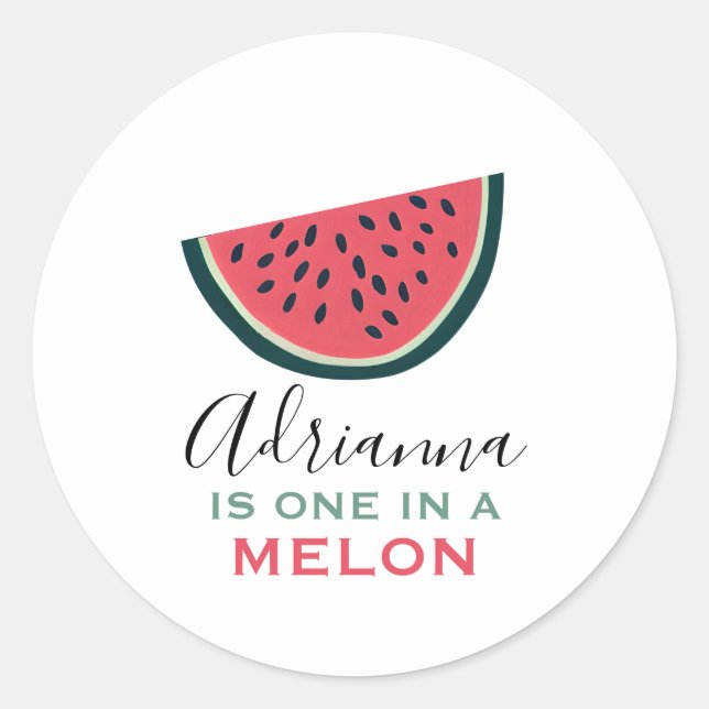 Sticker Rond Un Dans Un Melon Watermelon Anniversaire Personnal (Devant)