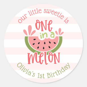Sticker Rond Un Dans Un Melon Watermelon Premier anniversaire